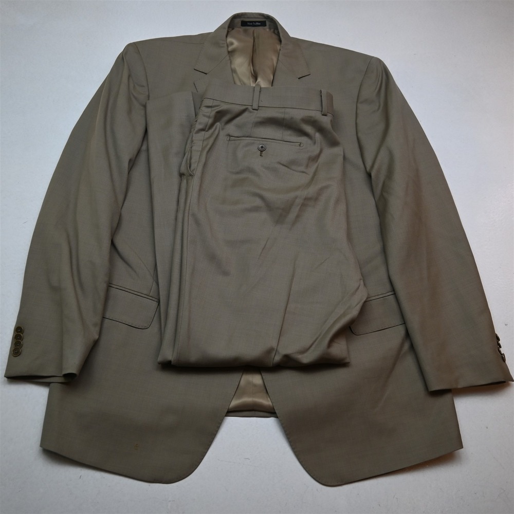 Paul‎ Betenly 50L 40x32 Tan Khaki Brown 100% Wool Mens Jacket Pants Suit